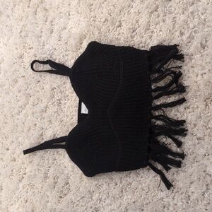 Knitted cute fringe tank